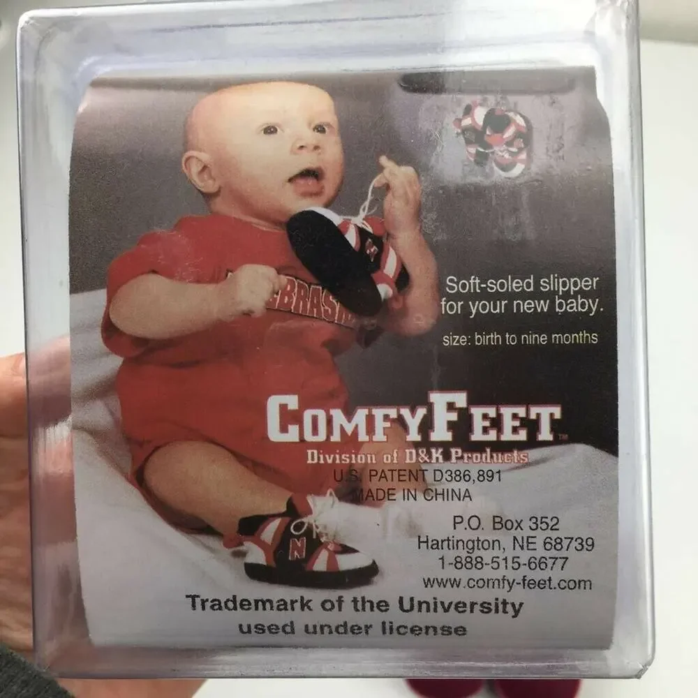 Comfy Feet Baby Boys Soft Soled First Slippers Red Gray Lace Up 0-9 Months